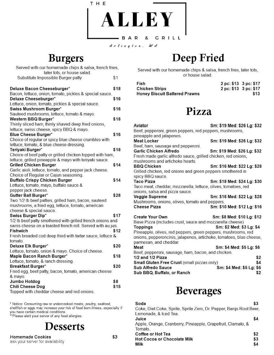 The Alley Bar & Grill Menu - Image 2