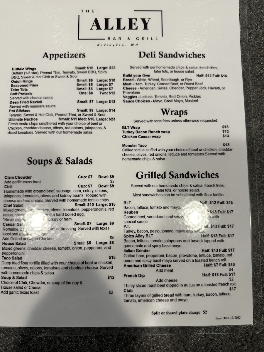 The Alley Bar & Grill Menu - Image 6